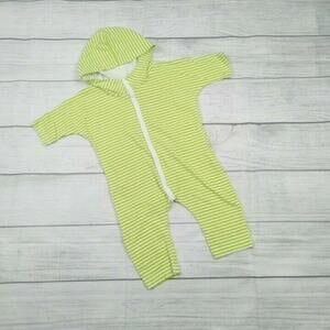 0/6m June & January Wasabi Stripe Hooded Romper